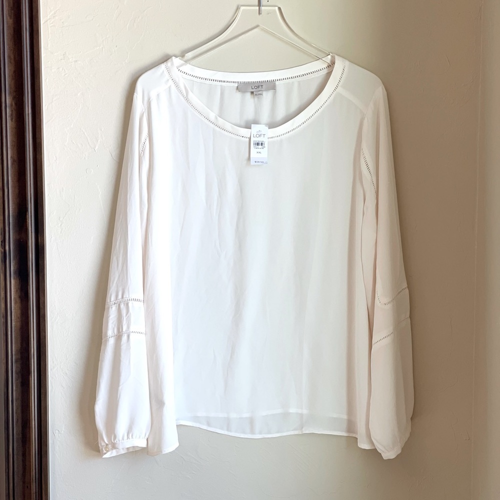 LOFT | Mixed Media Sleeves/Neckline - Blouse / Top